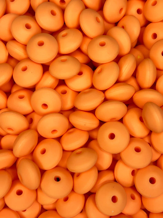 Tangerine 12mm Solid Color Lentil Bead