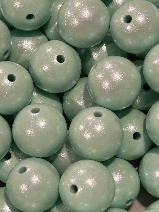 Mint 15mm Shimmery Bead