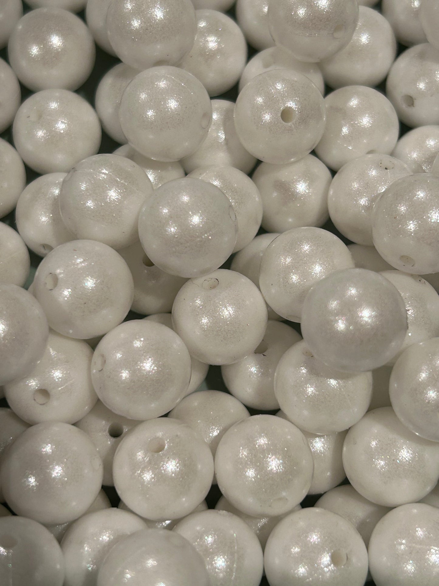 White 15mm Shimmery Bead