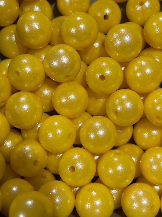 Yellow 15mm Shimmery Bead